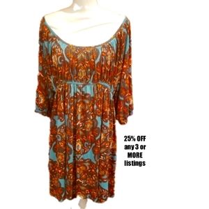 Paisley Floral Boho Longsleeve Bohemian Print Vintage Slip On Soft Sz XL Cottage